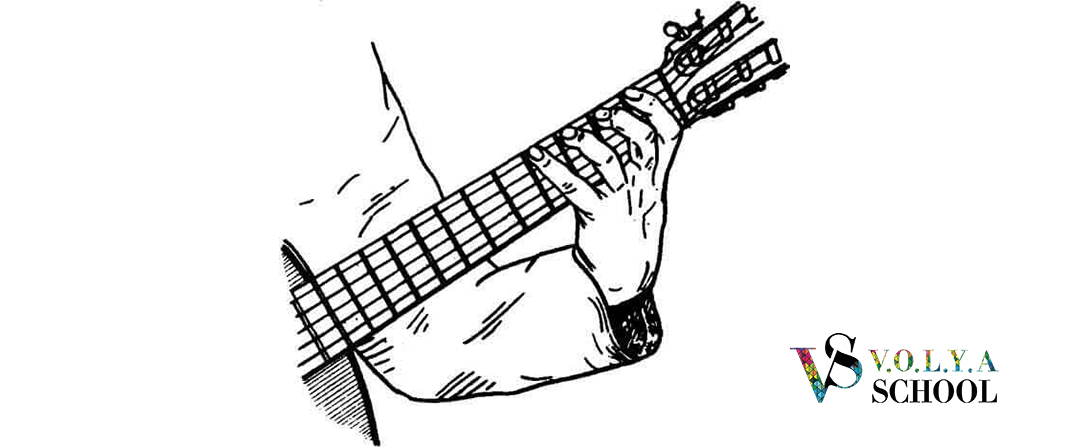 Фотография: положение левой руки на гитаре